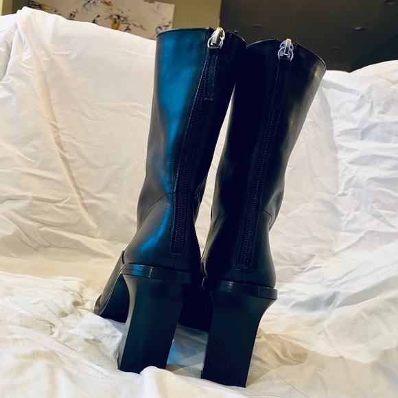 Zara Mid-Calf Leather Boots Size 40 - Picture 3 of 4
